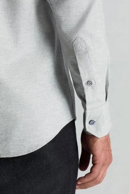 Pamuk Kaşmir Karışım Açık Gri Gömlek