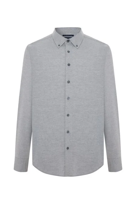 Pamuk Kaşmir Karışım Açık Gri Gömlek