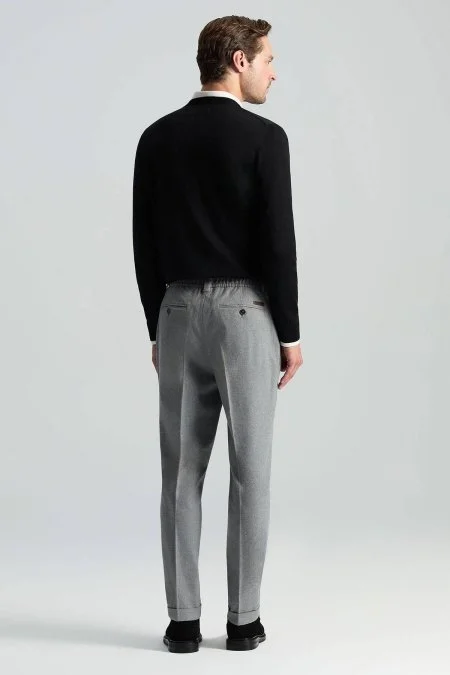 Pamuk Kaşmir Karışım Açık Gri Chino Pantolon