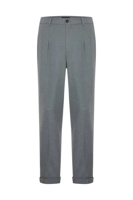 Pamuk Kaşmir Karışım Açık Gri Chino Pantolon
