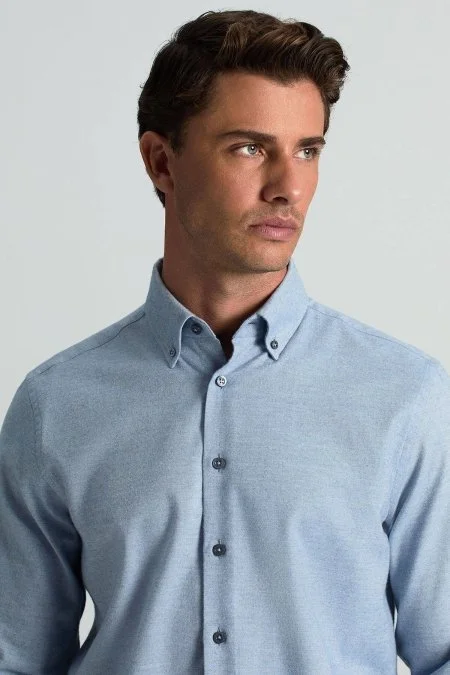 Pamuk Kaşmir Karışım Açık Mavi Gömlek Pamuk Kaşmir Karışım Açık Mavi Gömlek