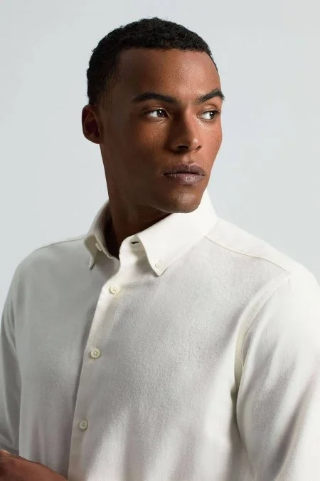 Pamuk Kaşmir Karışım Beyaz Gömlek