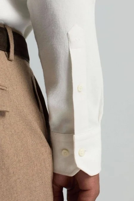 Pamuk Kaşmir Karışım Beyaz Gömlek