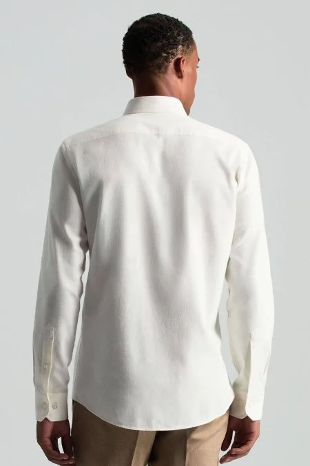 Pamuk Kaşmir Karışım Beyaz Gömlek