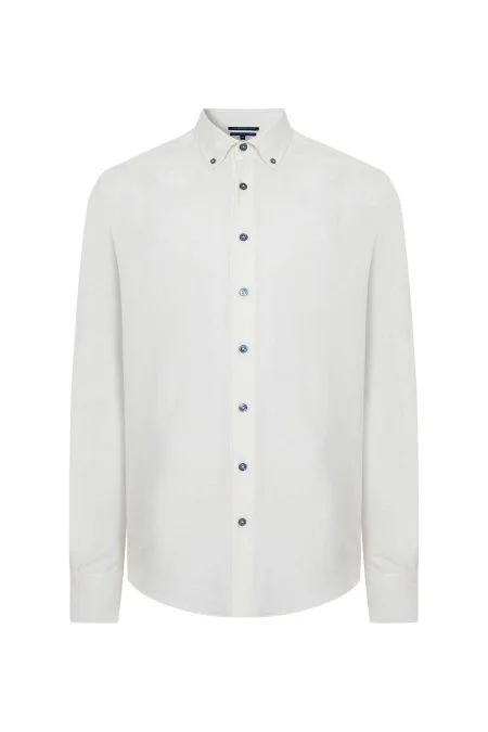 Pamuk Kaşmir Karışım Beyaz Gömlek