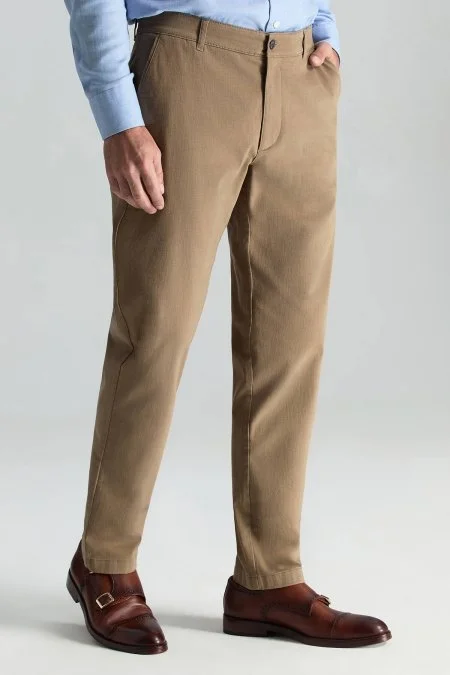 Pamuk Kaşmir Karışım Camel Chino Pantolon