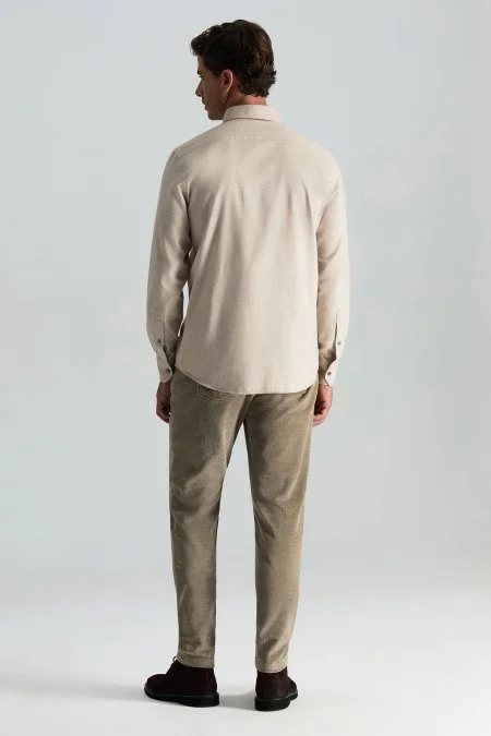 Pamuk Kaşmir Karışım Camel Gömlek