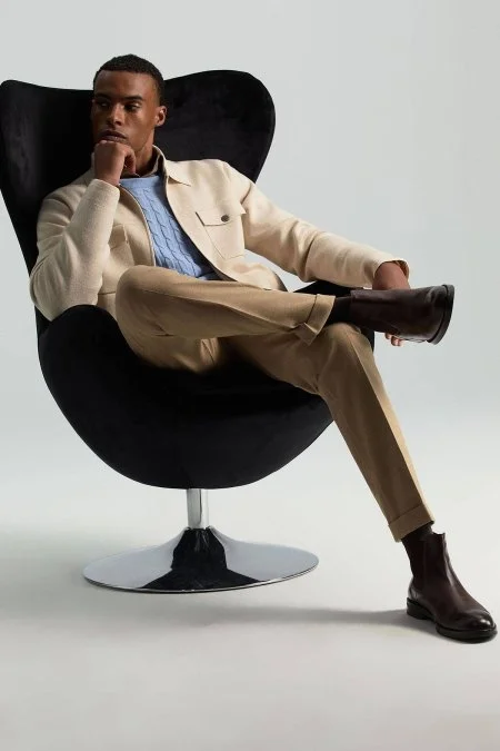 Pamuk Kaşmir Karışım Camel Relax Chino Pantolon Pamuk Kaşmir Karışım Camel Relax Chino Pantolon