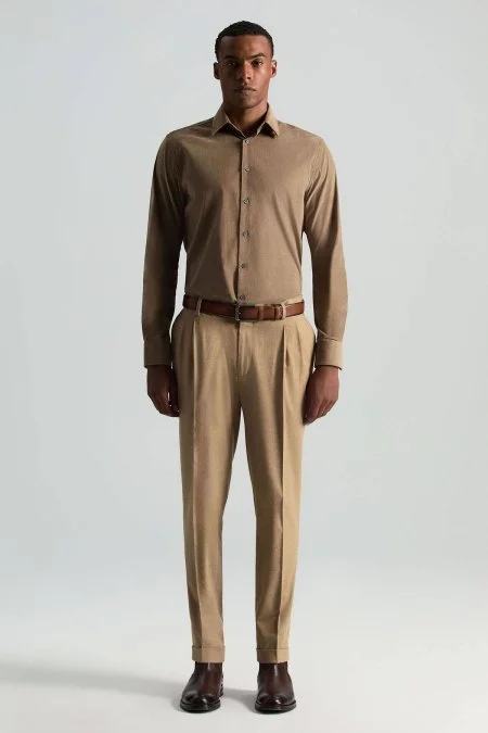 Pamuk Kaşmir Karışım Camel Chino Pantolon
