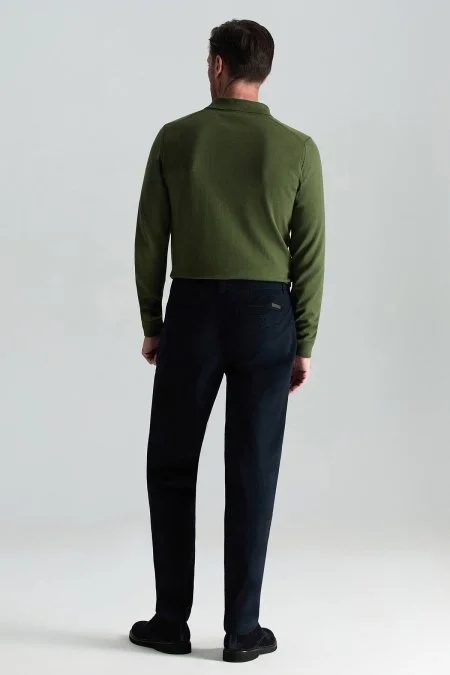 Pamuk Kaşmir Karışım Lacivert Chino Pantolon