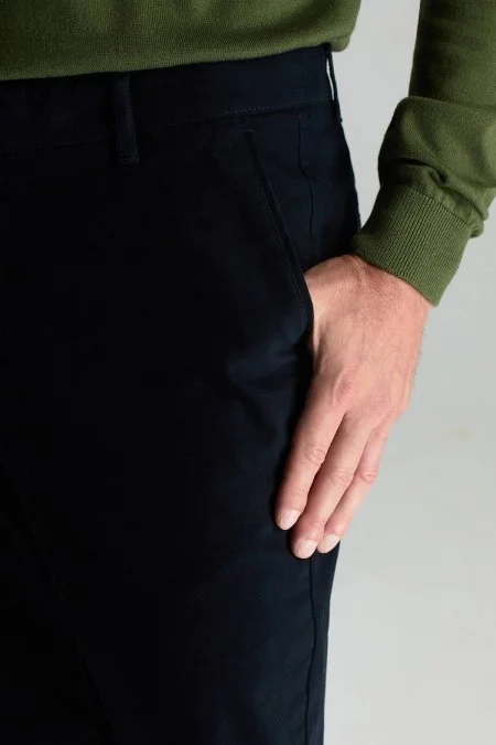 Pamuk Kaşmir Karışım Lacivert Chino Pantolon