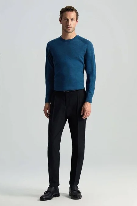 Pamuk Kaşmir Karışım Siyah Chino Pantolon