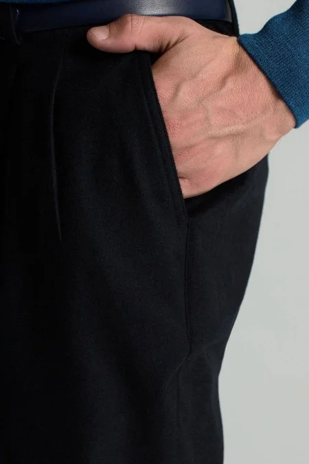 Pamuk Kaşmir Karışım Siyah Chino Pantolon