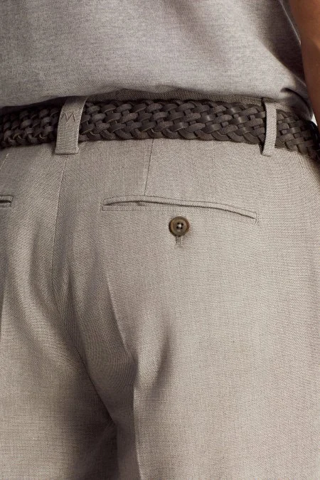 Pamuk Keten Karışım Açık Gri Yazlık Chino Pantolon