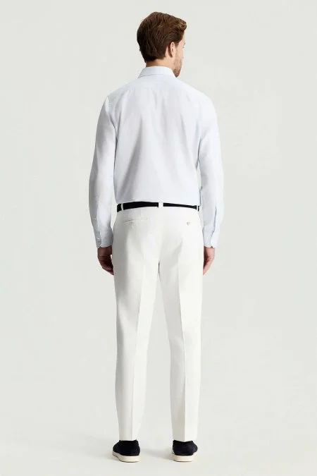 Pamuk Keten Karışım Beyaz Yazlık Chino Pantolon