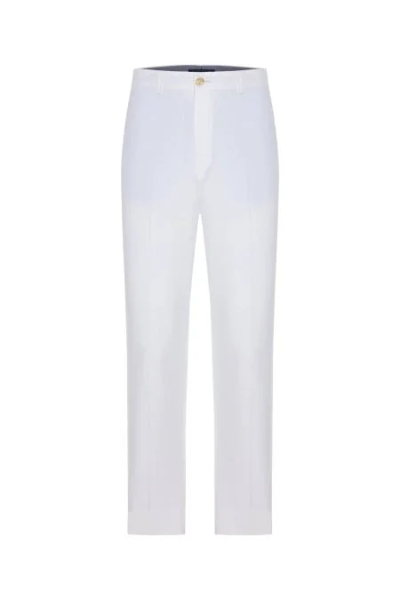 Pamuk Keten Karışım Beyaz Yazlık Chino Pantolon