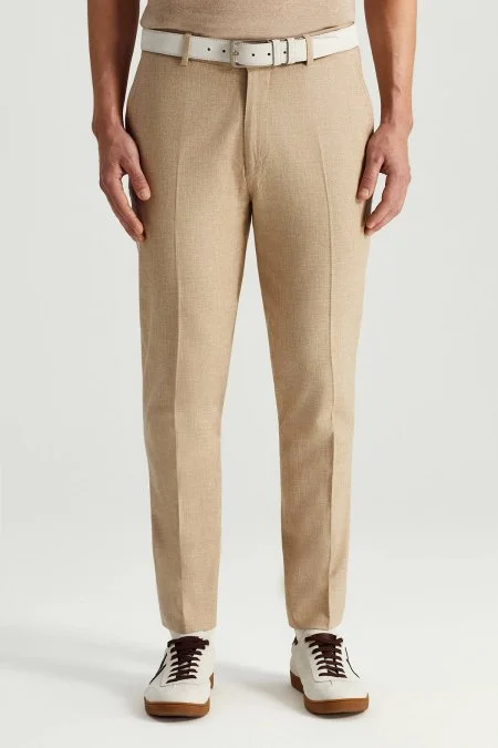 Pamuk Keten Karışım Kum Rengi Chino Pantolon