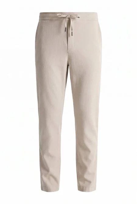 Pamuk Tencel Karışım Açık Bej Relax Fit Yazlık Jogger Pantolon