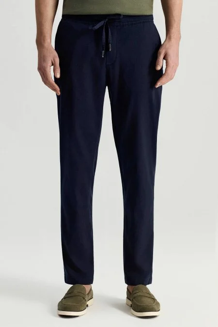Pamuk Tencel Karışım Lacivert Relax Fit Yazlık Jogger Pantolon