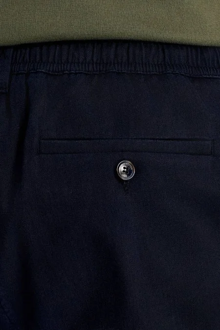 Pamuk Tencel Karışım Lacivert Relax Fit Yazlık Jogger Pantolon