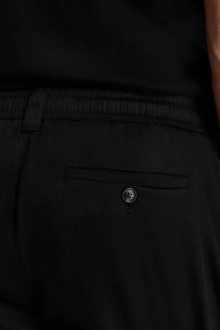 Pamuk Tencel Karışım Siyah Relax Fit Yazlık Jogger Pantolon