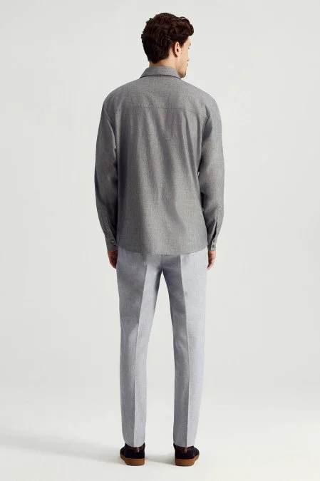 Pamuk Tencel Kumaş Metal Düğmeli Lacivert Ceket Gömlek