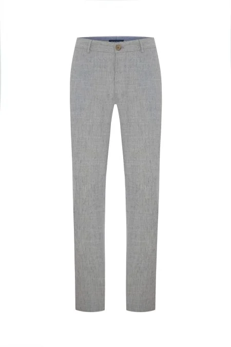 Pamuk Yün Karışım Açık Gri Chino Pantolon