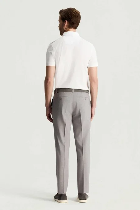 Pamuk Yün Karışım Gri Chino Pantolon