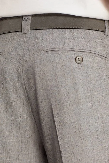 Pamuk Yün Karışım Gri Chino Pantolon