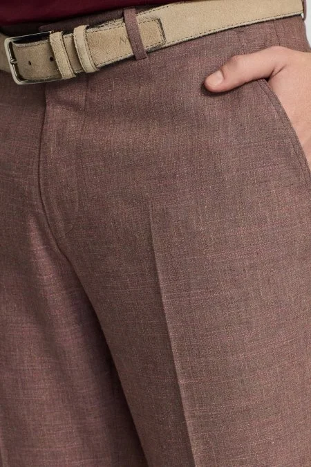 Pamuk Yün Karışım Gül Kurusu Chino Pantolon