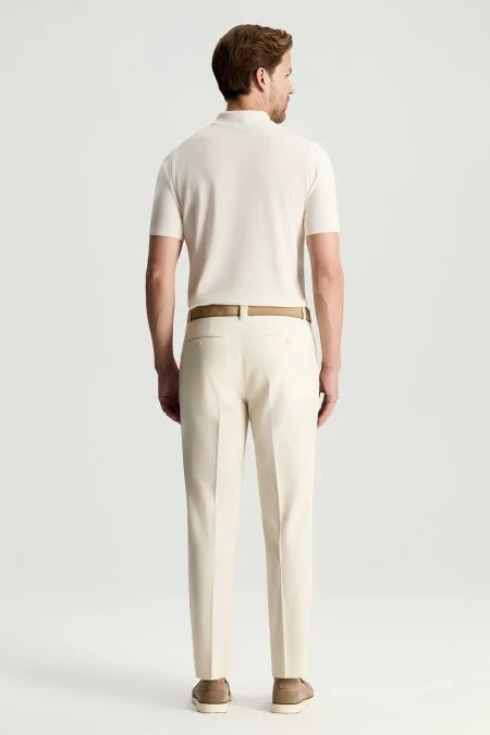 Pamuk Yün Karışım Krem Chino Pantolon