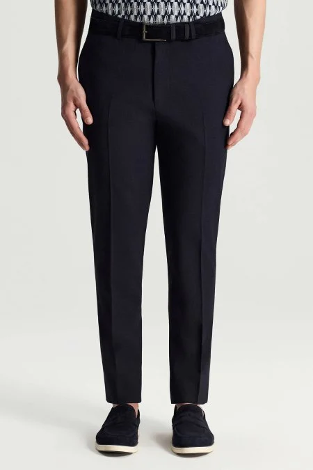 Pamuk Yün Karışım Lacivert Chino Pantolon