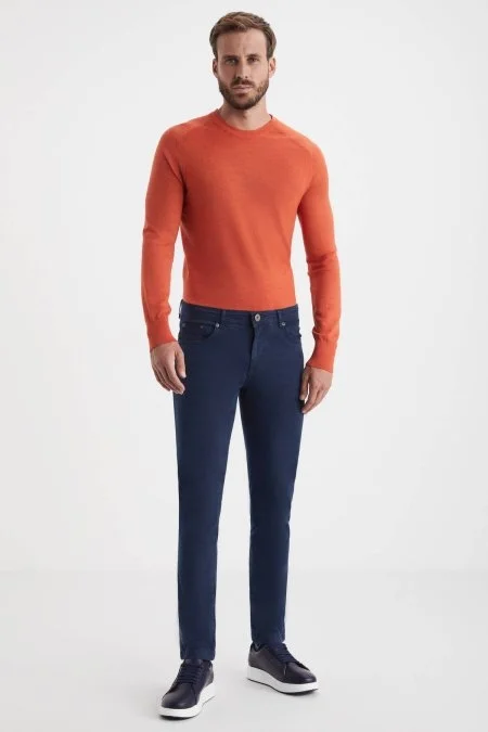 Pamuklu 5 Cep Lacivert Pantolon