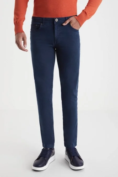 Pamuklu 5 Cep Lacivert Pantolon