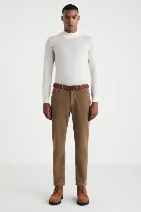 Pamuklu 5 Cep Tütün Rengi Pantolon