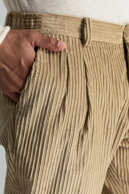 Pamuklu Camel Relax Kadife Pantolon