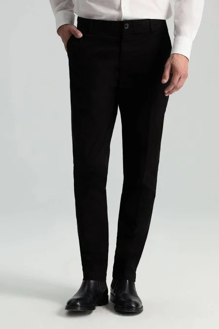 Pamuklu Siyah Regular Fit Chino Pantolon