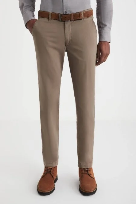 Pamuklu Tütün Rengi Regular Fit Chino Pantolon