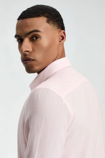 Pembe Saf Pamuk Gömlek
