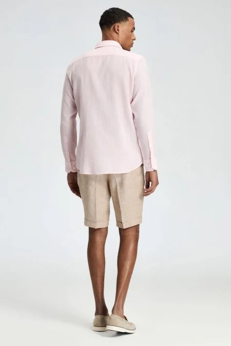 Pembe Saf Pamuk Gömlek