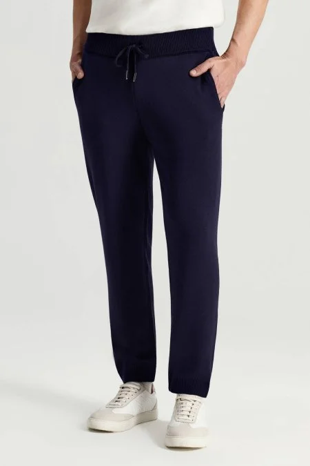 Pike Örgü Pamuk Karışım Lacivert Triko Lounge Pantolon