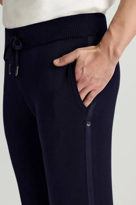 Pike Örgü Pamuk Karışım Lacivert Triko Lounge Pantolon