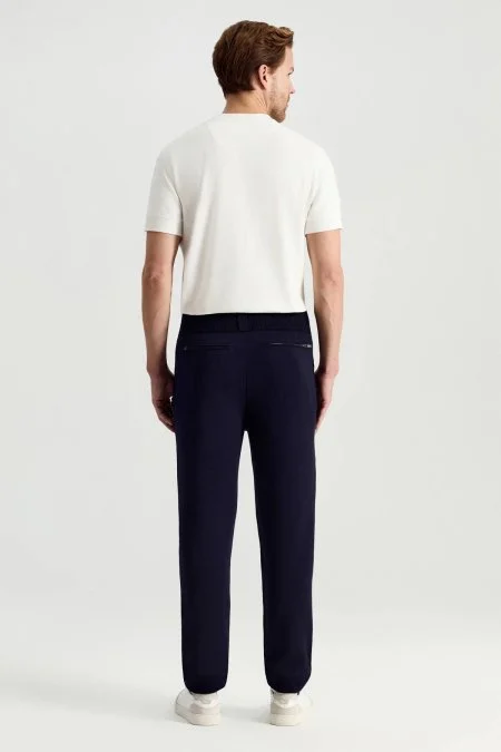 Pike Örgü Pamuk Karışım Lacivert Triko Lounge Pantolon