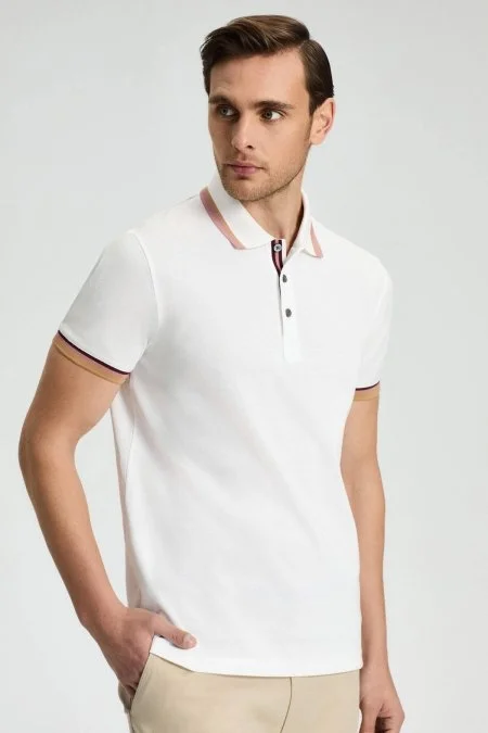 Pike Pamuk Beyaz Polo T-Shirt