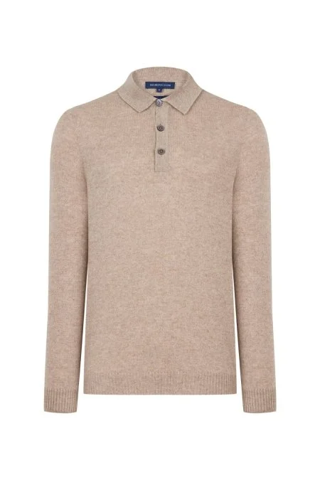Polo Yaka Saf Kaşmir Camel Kazak