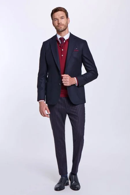 Polo Yaka Merino Yün Bordo Triko