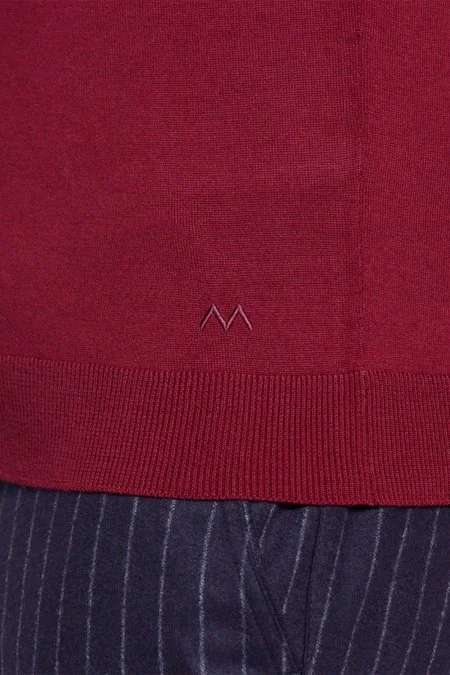 Polo Yaka Merino Yün Bordo Triko