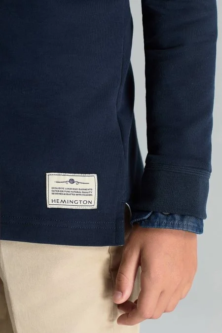 Polo Yaka Pamuk Karışımlı Lacivert Çocuk Sweatshirt