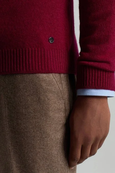 Polo Yaka Saf Kaşmir Fuşya Kazak