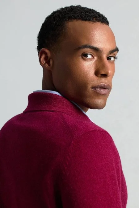 Polo Yaka Saf Kaşmir Fuşya Kazak